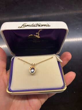 Landstrom's Gold Necklace with Purple Stone Pendant (antique)